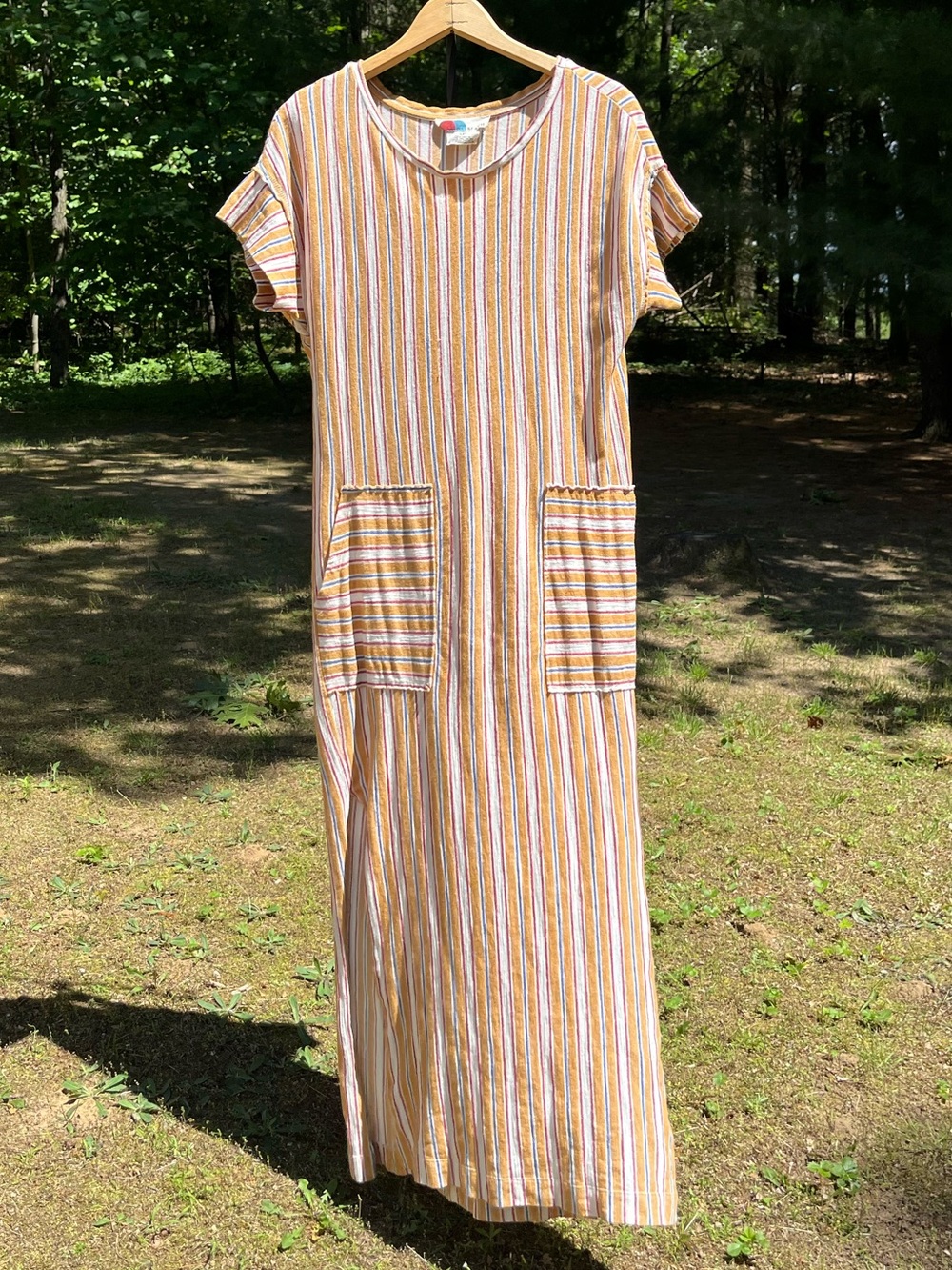 Free People FP Beach Marguerite Striped Cotton Maxi Dress Boho Beachy Loungewear